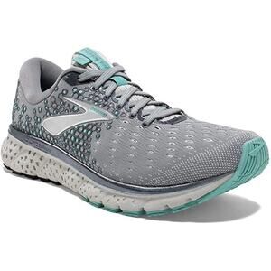 Brooks Glycerin 17 Running Shoes Lace Up Synthetic Mesh Gray Aqua Ebony 8B